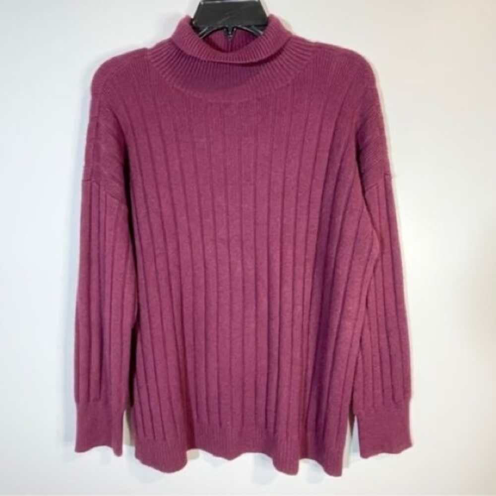 Nordstrom Burgundy Stem Turtleneck Ribbed Sweater